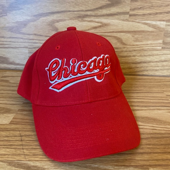City Hunter OSFA Chicago Spell Out Hook & Loop Adjustable Cap Red Embroidered. - Picture 3 of 12